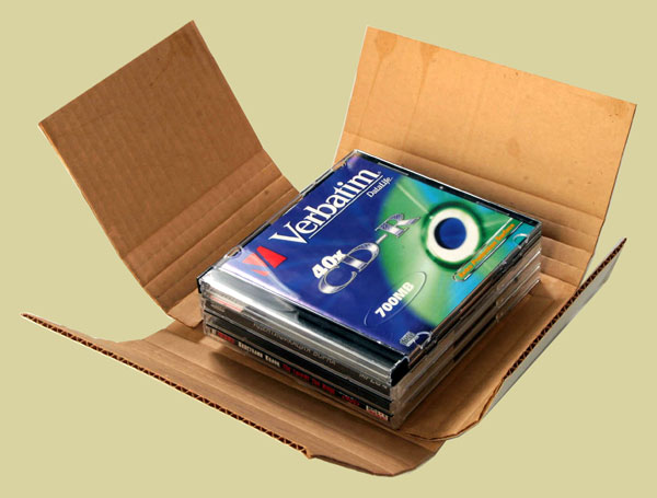 Коробка под CD-бокс из бурого гофрокартона (под скотч для отправки от 1 до 5 дисков в стандарт. коробке 125х140 мм, либо до 7 slim)